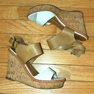 Dolce vita leather cork wedge sandals